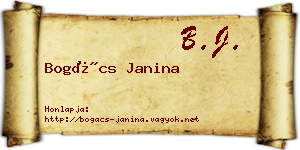 Bogács Janina névjegykártya